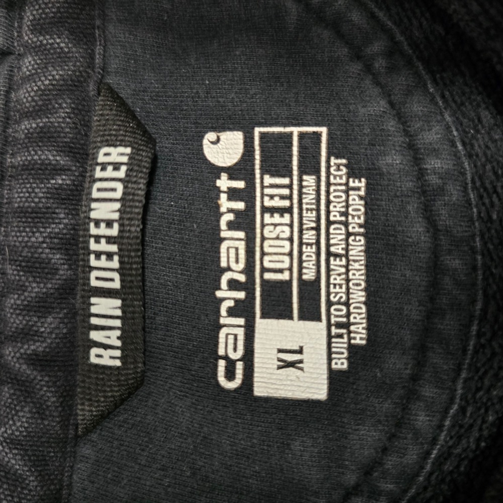 Carhartt Rain Defender Loose Fit Full Zip Hoodie Mens XL Black Faded Workwear - Picture 4 of 7